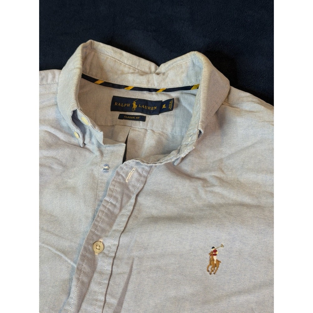 Ralph Lauren Polo Classic Fit Button Up Shirt Mens XL Light Blue Long Sleeve